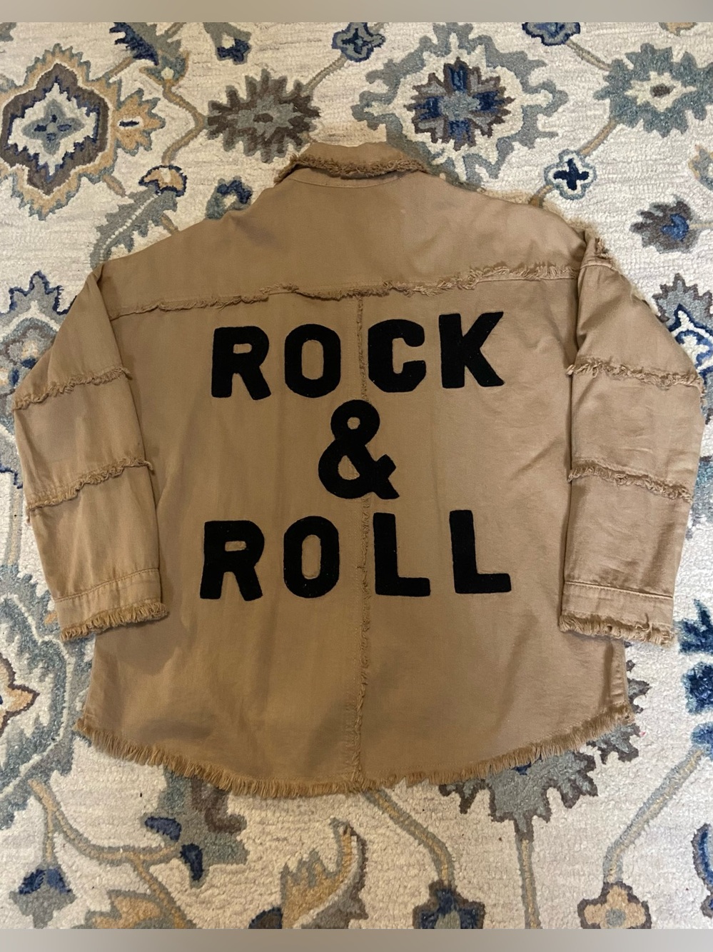 Elan "Rock & Roll" Frayed Shacket — Size Small - Picture 2 of 5